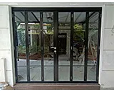 Slim Foldable Glass Doors with Black Frame